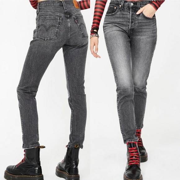 Levi's 501 High Rise Skinny Gray Black Jeans - Picture 4 of 6